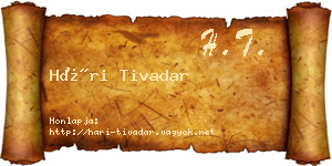 Hári Tivadar névjegykártya